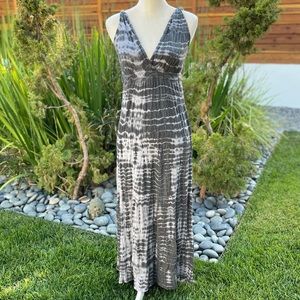 Gypsy 05 boho gray tie dye maxi cotton dress M